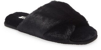 Mae Cross Strap Faux Fur Slipper