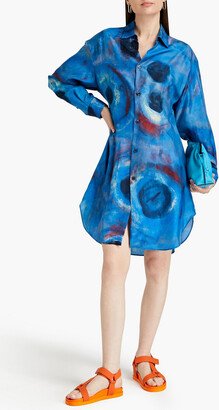 Printed silk-habotai shirt dress