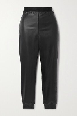 Vegan Leather Track Pants - Black