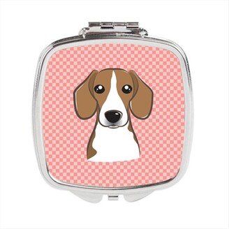 BB1239SCM Checkerboard Pink Beagle Compact Mirror, 2.75 x 3 x .3 In.