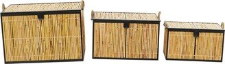 Set of 3 Natural Rattan Trunks Light Brown - Olivia & May