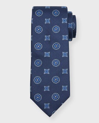 Men's Medallion Jacquard Silk Tie-AG