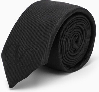 Black silk tie-AB