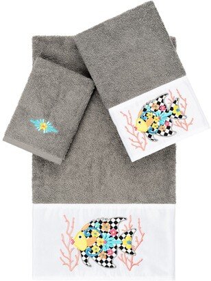 Feliz 3-Piece Embellished Towel - Dark Gray