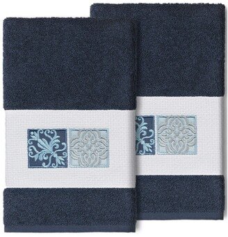 Vivian Embellished Hand Towel - Set of 2 - Midnight Blue