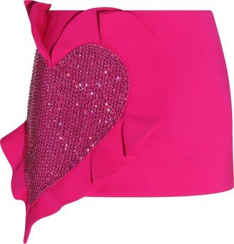 Heart Embellished Ruffled Mini Skirt