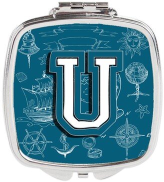 CJ2014-USCM Letter U Sea Doodles Initial Alphabet Compact Mirror