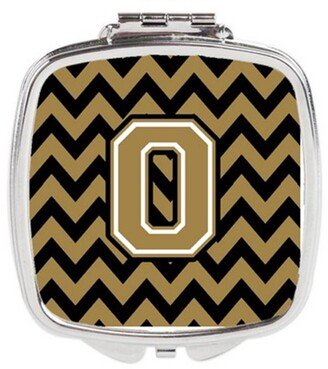 CJ1050-OSCM Letter O Chevron Black & Gold Compact Mirror, 3 x 0.3 x 2.75 in.