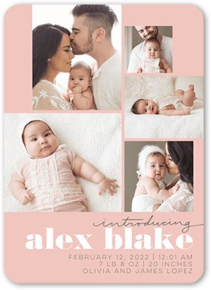 Birth Announcements: New Introductions Birth Announcement, Pink, 5X7, Standard Smooth Cardstock, Rounded