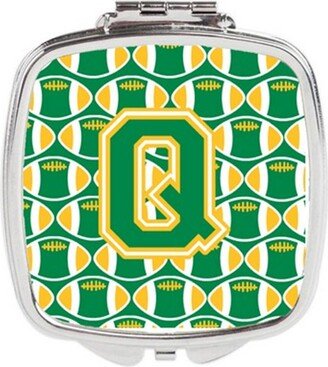 CJ1069-QSCM Letter Q Football Green & Gold Compact Mirror