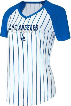 Women's Concepts Sport White Los Angeles Dodgers Reel Pinstripe Nightshirt