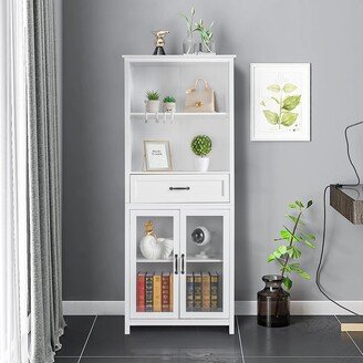 hommetree Modern Multifunctional Bookcase with Open Storage Shelves and Doors