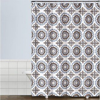 Suzette Geometric Fabric Shower Curtain Blue - Saturday Knight Ltd.