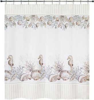 Destin White Coral & Shells Printed Shower Curtain, 72 x 72