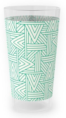 Outdoor Pint Glasses: Angles - Green On White Outdoor Pint Glass, Green