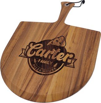 Wood Pizza Serving Board - Personalized Wheel Gift Custom Acacia Wooden Paddle With Handle For