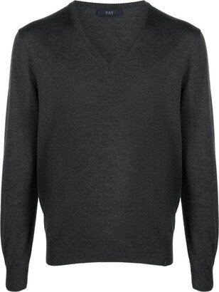 V-neck fine-knit jumper-AD