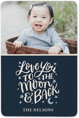 Magnets: Love You To The Moon Stars Portrait Metal Magnet, 2X3, Black