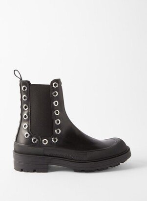 Stack Eyelet-studded Leather Chelsea Boots