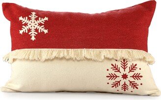 Snowflake Textured Stripe Holiday Cotton Throw Pillow