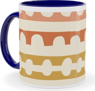 Mugs: Wonky Papercut Stripes - Multi Ceramic Mug, Blue, 11Oz, Multicolor