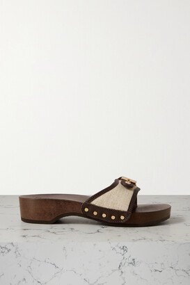 Issimo Pescura Buckled Leather-trimmed Canvas Clogs - Neutrals