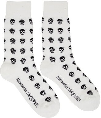 White & Black Short Skull Socks