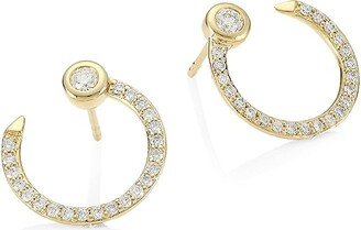 14K Yellow Gold & Pave Diamond Nail Hoop Earrings