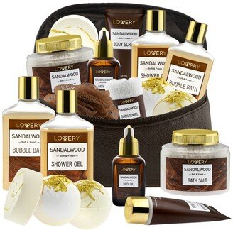 Lovery Sandalwood Body Care Gift Set, Relaxing Home Spa Set, 10 Piece