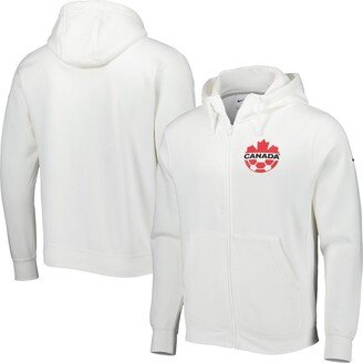 Men's White Canada Soccer Club Fleece Full-Zip Hoodie