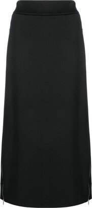 High-Waisted Side-Zips Midi Skirt