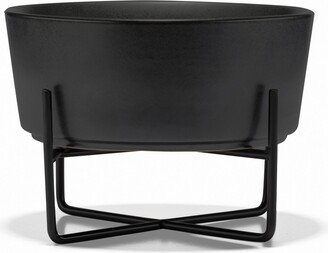 Dog Simple Solid Bowl and Stand - Matte Black - Small