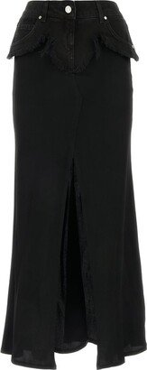 Layered Front-Slit Ankle-Length Skirt