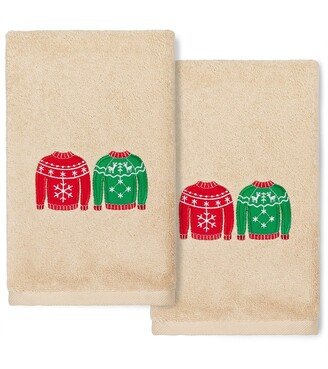 Christmas Sweaters Embroidered Hand Towels - Set of 2