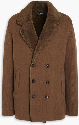 Double-breasted ribbed wool-blend coat