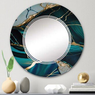 Designart 'Abstract Geode Green I' Printed Abstract Marble Wall Mirror