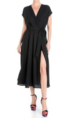 MEGHAN LA Wrap Thigh Slit Dress