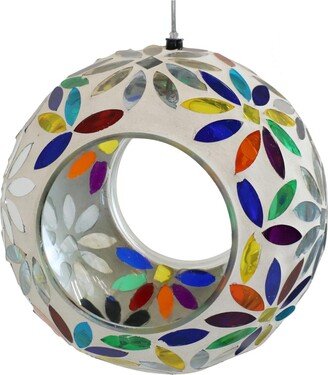 Sunnydaze Decor Rainbow Daisies Mosaic Fly-Through Hanging Bird Feeder - 6 in