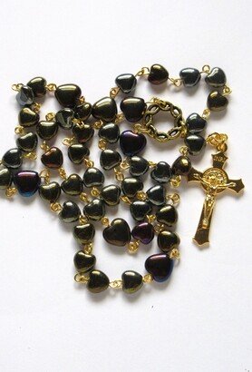 Lutheran Rosary, Brown Czech Hearts, Gold Plated, Longworth Pattern, 931