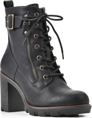 Women's Beverly Lace Up Heeled Booties - Black, Burn, Smooth