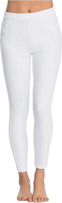 Jean-ish Ankle Leggings (White) Women's Clothing