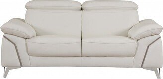 31 Fashionable White Leather Loveseat - 31 x 71 x 42