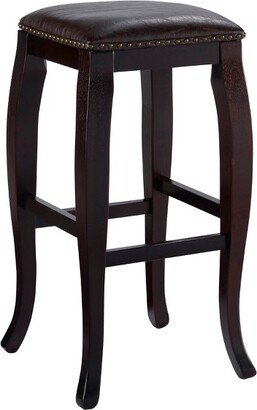 San Francisco Backless Faux Leather Curved Wood Barstool Wood