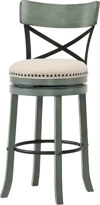 Set of 2 29 Lynick Cross Back Swivel Counter Height Barstools Antique Green - HOMES: Inside + Out