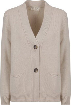 V-Neck Buttoned Knitted Cardigan-AB