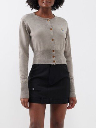 Bea Logo-embroidered Cropped Merino Cardigan