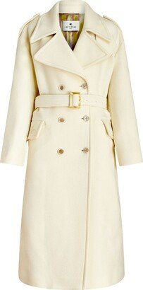 Belted-Waist Double-Breasted Coat