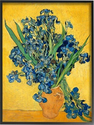 Van Gogh Irises Post Impressionist Painting Black Framed Giclee Texturized Art, 11 x 14