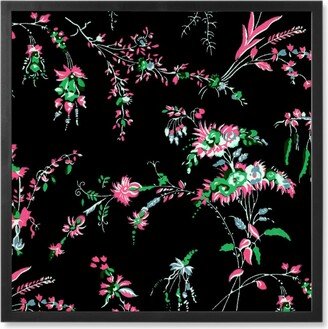 Photo Tiles: Lara Floral - Bright On Black Photo Tile, Black, Framed, 8X8, Black