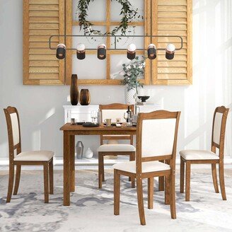 BEYONDHOME Simple Style 5-Piece Wood Dining Table Set